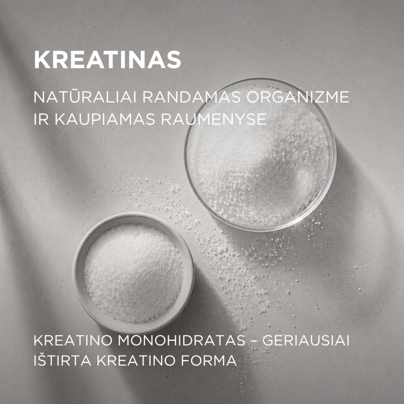 kreatino monohidratas be skonio pakeliais omegalab