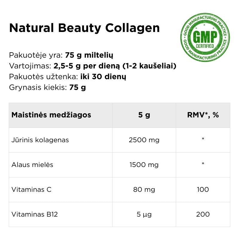 Jūrinis kolagenas su alaus mielėmis NATURAL BEAUTY COLLAGEN