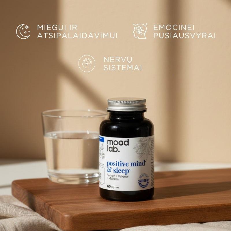 Maisto papildas su šafranu, valerijonu ir citrinine melisa Positive Mind & Sleep