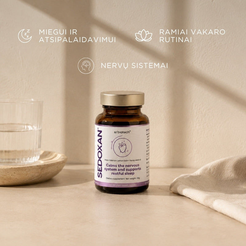 papildas miegui su valerijonu, apniais ir citrinine melisa sedoxan