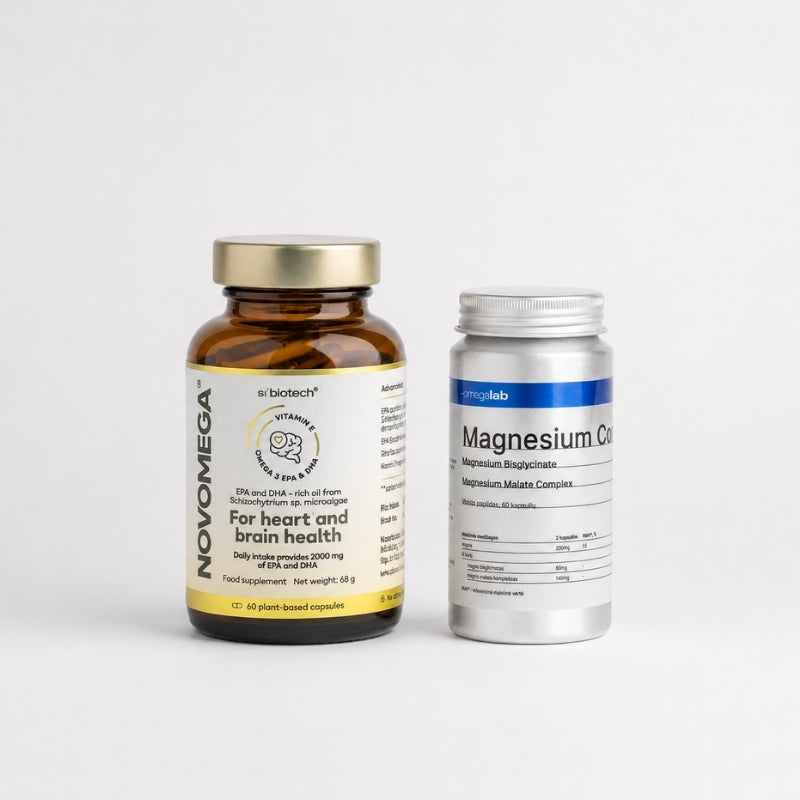 Rinkinys veganams (omega-3 iš mikrodumblių + magnis)
