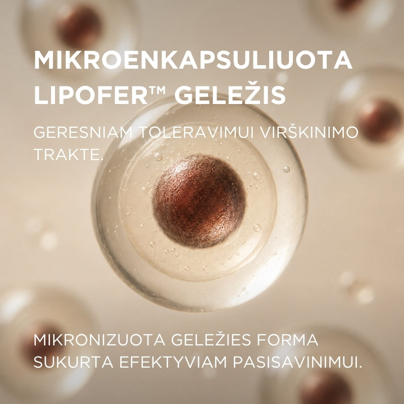 Mikroenkapsuliuota geležis su folatais Ferrolin C® Naturcaps 