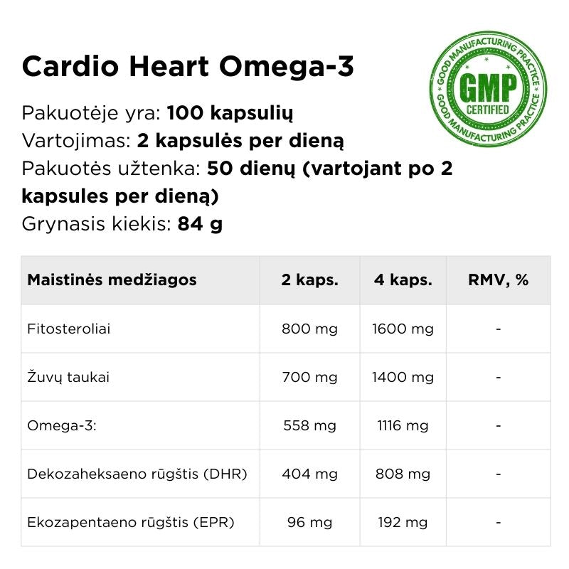 Žuvų taukai su fitosteroliais CARDIO HEART OMEGA-3