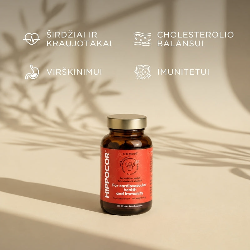 papildas HIPPOCOR® Omega-3-6-9 iš šaltalankių sėklų aliejaus
