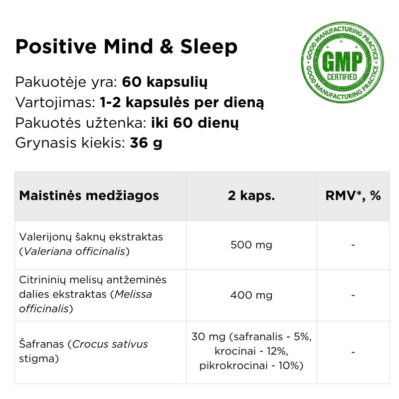 Maisto papildas Positive Mind & Sleep