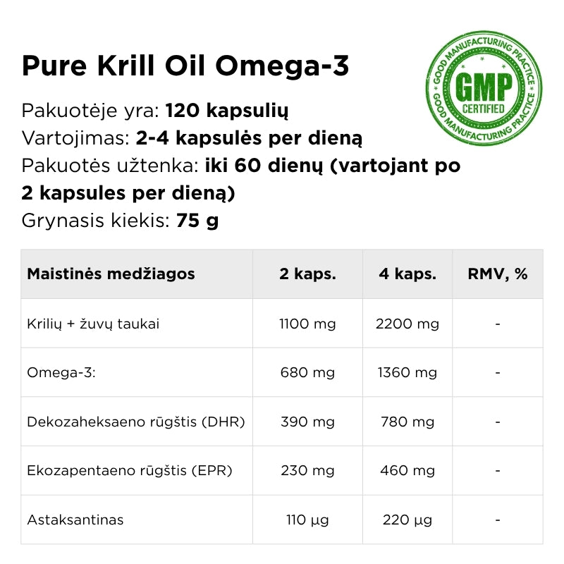 Krilių aliejus PURE KRILL OIL OMEGA-3
