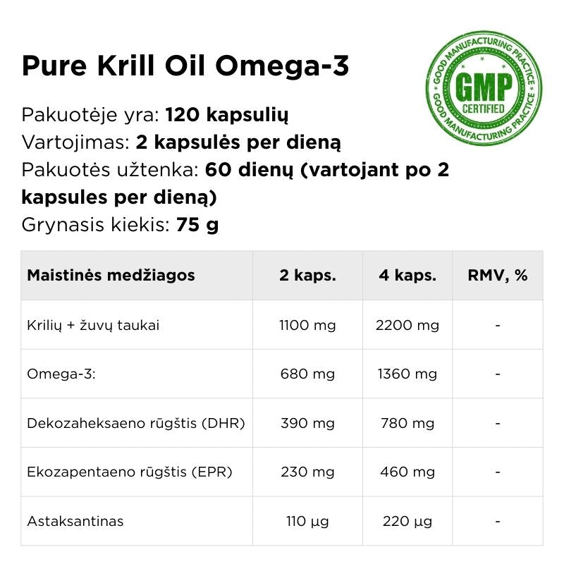 Krilių aliejus PURE KRILL OIL OMEGA-3